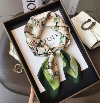 70cm Korean Style Small Square Scarf for Women, Silk Scarf, Spring/Summer Thin Sun Protection Neck Wrap, Elegant