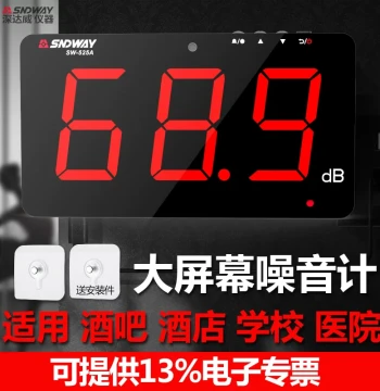Sndway Wall-Mounted Noise Meter Monitor - Large Screen Decibel Meter for Environmental DB Detection