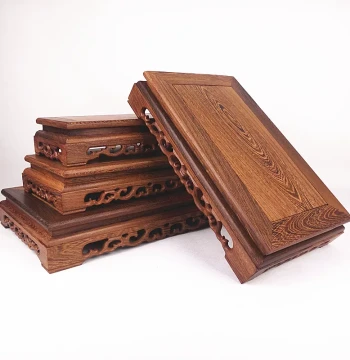 Rosewood Carved Craft Buddha Statue Base Wingnut Wood Rectangular Vase Strange Stone Base Solid Wood Pedestal