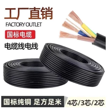 National Standard Pure Copper Core Three-Phase Flexible Cable 2-Core 3-Core 4-Core 1.0 1.5 2.5 4 6 sq.mm Power Cord Sheathed Wire Copper Wire