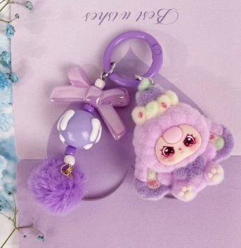 Plush Bead Backpack Charm Keychain for Girls