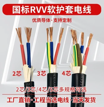 Pure Copper RVV Soft Sheathed Wire, 2/3/4-Core * 0.3/0.5/0.75/1/1.5/2.5 sq.mm Power Cable