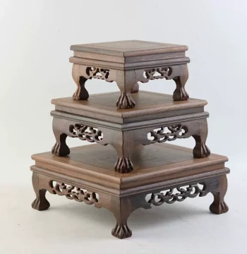 Redwood Carved Craft Buddha Statue Ornament Base Chicken Wing Wood Rectangular Strange Stone Vase Bonsai Fish Tank Solid Wood Stand