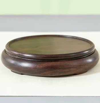 Ebony Solid Wood Plain Round Base for Real Wood Vase, Teapot, Antique Incense Burner, Bonsai, Buddha Statue Ornament Wood Stand
