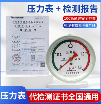 Hongqi Instrument Pressure Gauge Thermometer with Inspection Report from Metrology Institute, Online Verifiable for Air Tanks, Compressors, etc.