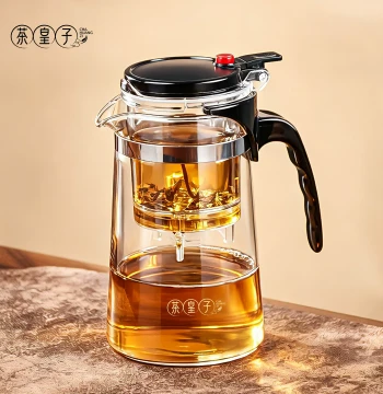 Glass Tea Pot with Infuser for Home Use - One-Touch Filtration Tea Brewer, Separated Tea and Water Kung Fu Tea Set