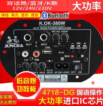 Dual Microphone High-Power Bluetooth Amplifier Board 12V/24V/220V Subwoofer Amp Board Speaker Mainboard Universal for Car Use