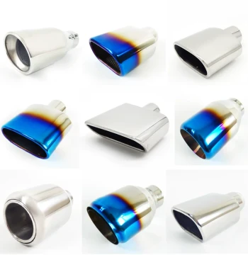 Universal Modified Tailpipe Tip, Large Diameter Double-Layer Exhaust Nozzle, Thickened Blue-Stained Stainless Steel Tail Cover with Welding Clamps for Exhaust Pipes