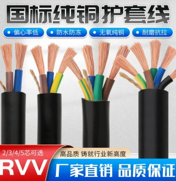 RVV National Standard Cable Pure Copper Core 2-Core 3-Core Soft Wire Three-Phase Sheathed Power Cord 2.5/4/6/10 sq.mm