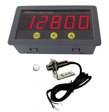 High-Precision Hall Sensor Tachometer with Digital Display, Speed Meter for Motors and Engines, Includes DC Tachometer