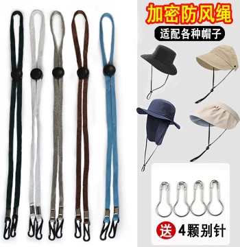 Thickened Windproof Hat Cord for Women - Anti-Drop Bucket Hat Strap with Flat Universal Fixing Rope and Adjustment Buckle