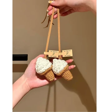 Crochet Plush Ice Cream Keychain Cute Bag Charm