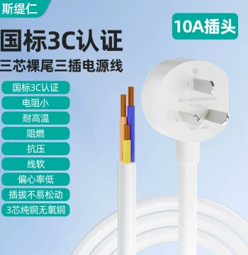 Pure Copper National Standard Power Cord - 1.5/2.5/4 mm² with Plug, 3-Core Soft/Hard Wire
