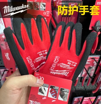 Milwaukee Cut-Resistant Gloves Size M Protective Labor Work Wear-Resistant Breathable Nitrile Coated Anti-Slip