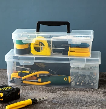 Home Hardware Tool Box Transparent Rectangular Handheld Screw Small Tool Box Drill Bit Storage Box Plastic Box
