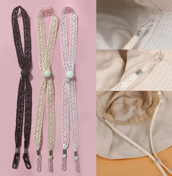 Lace Windproof Rope Hat Strap for Straw Hats Sun Hat Anti-Drop Tool Bucket Hat Strap Adjustable Hat Cord for Women