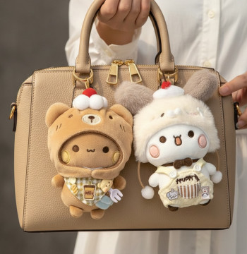 Plush Bag Charm Cartoon Couple Keychain Ornament
