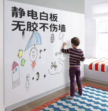 Electrostatic Whiteboard Wall Sticker for Kids' Doodling and Drawing, Home Removable Small Blackboard, Erasable Writing Board, Non-Damaging to Walls, Adsorptive Memo Board, Family Wall-Mounted Teaching Soft Whiteboard Sticker for Office