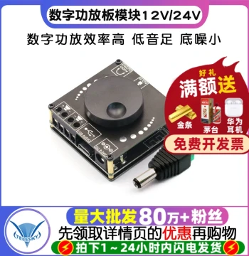 40W50WX2 Stereo Bluetooth 5.0 Digital Amplifier Board Module 12V/24V 2.0 Dual Channel Volume Control