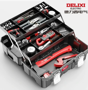 Delixi Tool Box Industrial Grade Home Set Multi-Function Hardware Art Box Electrician Multi-Layer Folding Storage Box