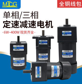 Gear Reduction Motor AC Single Phase 220V / Three Phase 380V 6W-400W - Fixed Speed and VFD Compatible