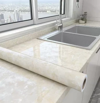 Kitchen Fireproof and Oil-Proof Wall Stickers Self-Adhesive Wallpaper Wall Surface Marble Imitation Tile Wall Stickers