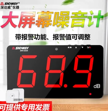 Sndway SW525A Large Screen Noise Meter Decibel Meter Decibel Detector Wall-Mounted Sound Noise Tester