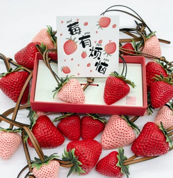 Strawberry Pendant Resin Cream Bag Charm Large