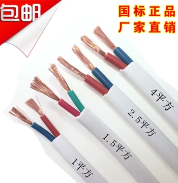 Wire 2-Core 2.5 sq mm Household 1.5 4 6 Dual-Core Pure Copper Core Wire RVV Soft White Sheathed Wire Home Decoration Cable