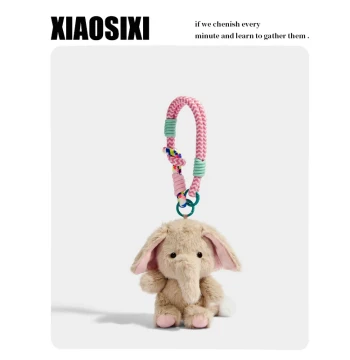 Plush Long-Nose Elephant Keychain Cute Cartoon Bag Charm