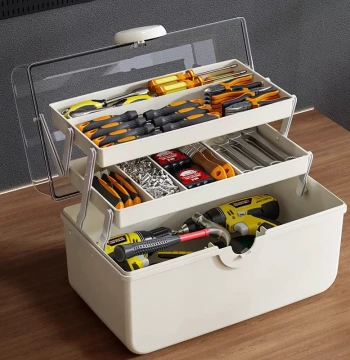 Tool Storage Box for Home Use, Multi-Function Electrician Parts Organizer, Large Capacity Multi-Layer Transparent Sorting Container