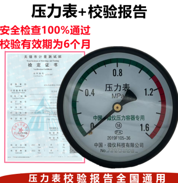 Pressure Gauge with Inspection Report for Air Compressor Storage Tanks - Y100 Stainless Steel Electrical Contact Gauge Certified by Metrology Bureau