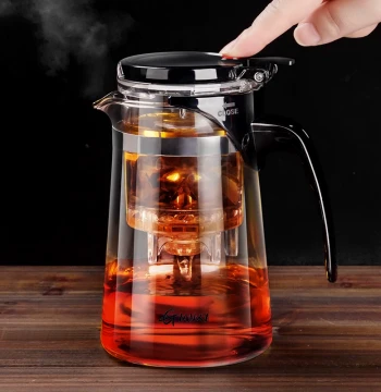 Piaoyi Cup Teapot Tea-Water Separation One-Touch Filter Teapot Tea Brewer High-Temperature Resistant Glass Tea Cup Tea Set Home Use