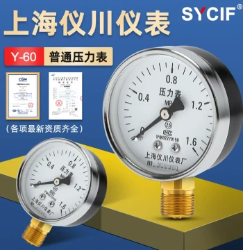 Factory Direct Shanghai Yichuan Instrument Water/Air Conditioning/Vacuum Pump Pressure Gauge Radial Mount Y60/2.5 Grade