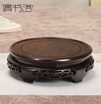 Black Ebony Round Vase Base, Strange Stone Incense Burner, Flower Pot, Wine Jar, Teapot, Fish Tank, Buddha Statue Display Stand and Bracket