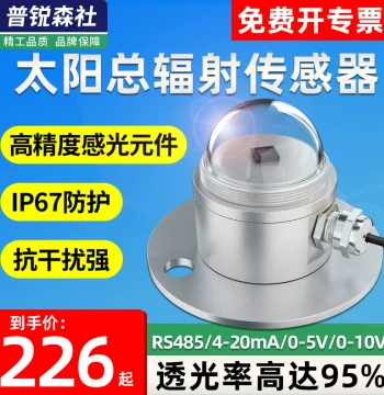 Photoelectric Total Solar Radiation Sensor, Irradiance Monitoring Transmitter, Outdoor Meteorological Backscatter Detector