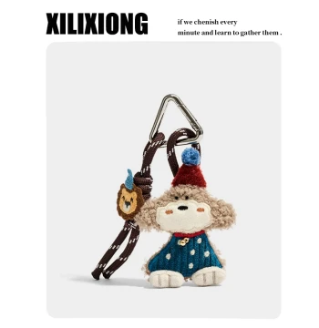 Curly Teddy Dog Plush Keychain Handmade Cute Ornament