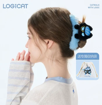 LOGICAT Plush Hair Clip, 3D Cat Claw Clip, Cute Updo Hairpin for Flyaways and Back of Head, Shark Clip
