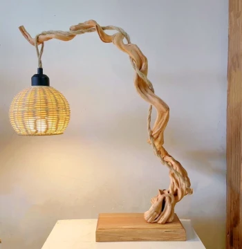 Azalea Root Sculpture Table Lamp – Driftwood Zen Decor for Tea Rooms, Living Rooms, and Modern Chinese Interiors