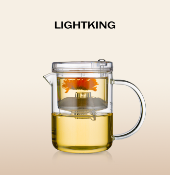LIGHTKING Glass Floating Cup, Home Tea-Water Separation Teapot, 350ml, One-Touch Press Filter Brewer