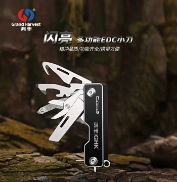 Grand Harvest Outdoor Multi-Function Knife, Folding Pocket Knife, Self-Defense Emergency Combo Tool with Scissors