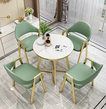 Nordic Negotiation Table and Chair Set, Balcony Light Luxury Leisure Table and Chairs, Small Coffee Table, Modern Minimalist Small Round Reception Table