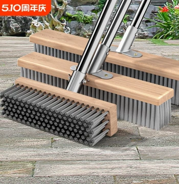 Stainless Steel Wire Floor Brush with Long Handle for Moss Removal, Patio and Ground Cleaning