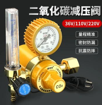 CO2 Pressure Reducing Valve with Heating Function (36V/220V) - Drop-Resistant Pressure Gauge for MIG Welding Machines