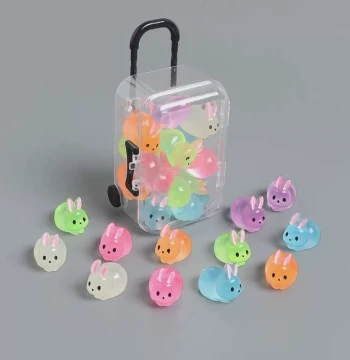 Luminous Cute Rabbit Plush Ornament Luggage Model Creative Children's Pretend Play Toy Desktop Decor Accessory