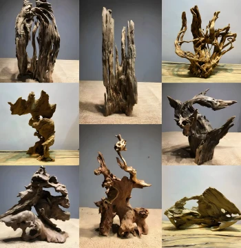 Natural Weathered Tree Root Driftwood Ornament for Reptile Terrariums, Desert Tank Decor, Gecko Basking Platform and Hiding Spot