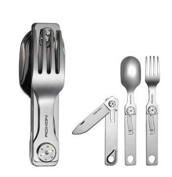 ROXON C1S Outdoor Camping BBQ Travel Stainless Steel Portable Picnic Practical Cutlery Knife Fork Spoon Set