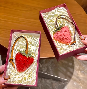 Strawberry Charm Bag Pendant Keychain Schoolbag Accessory