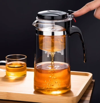 Thickened Glass Floating Cup Teapot Heat-Resistant Explosion-Proof Home Filtering Tea Brewer Large Capacity Flower Fruit Teapot Tea Set