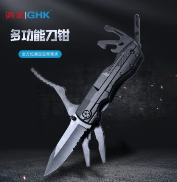 Grand Harvest Outdoor Multi-Tool Plier Knife, Car Emergency Folding Tool, Self-Defense Tactical Plier for Camping